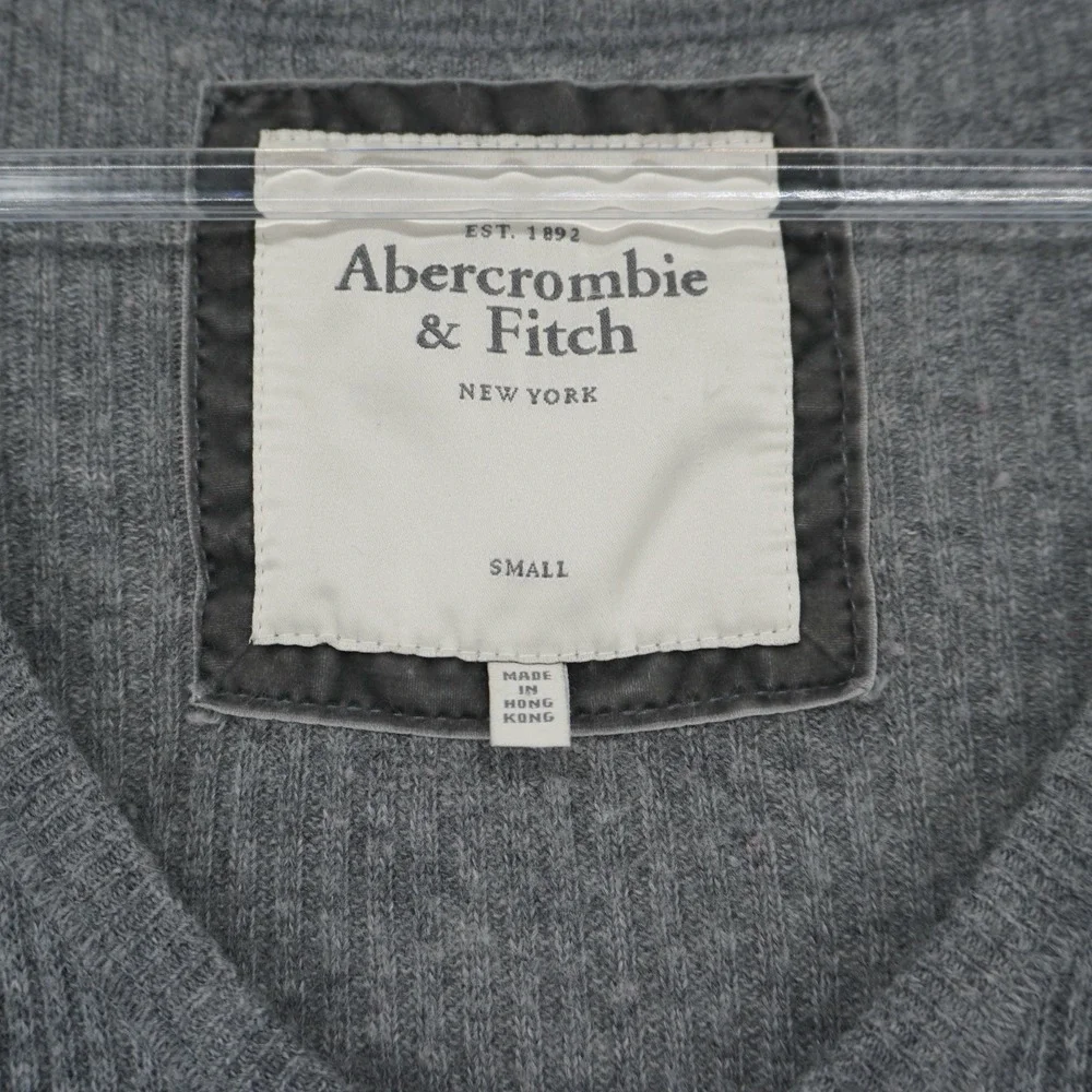 Vintage Abercrombie & Fitch Babydoll Sweater Small Long Sleeve Button Gray Y2K